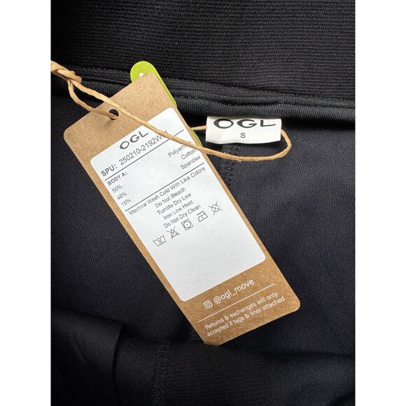 NWT OGL Textured Mid Rise Pull On Straight Pants Black Size Small - Picture 8 of 8